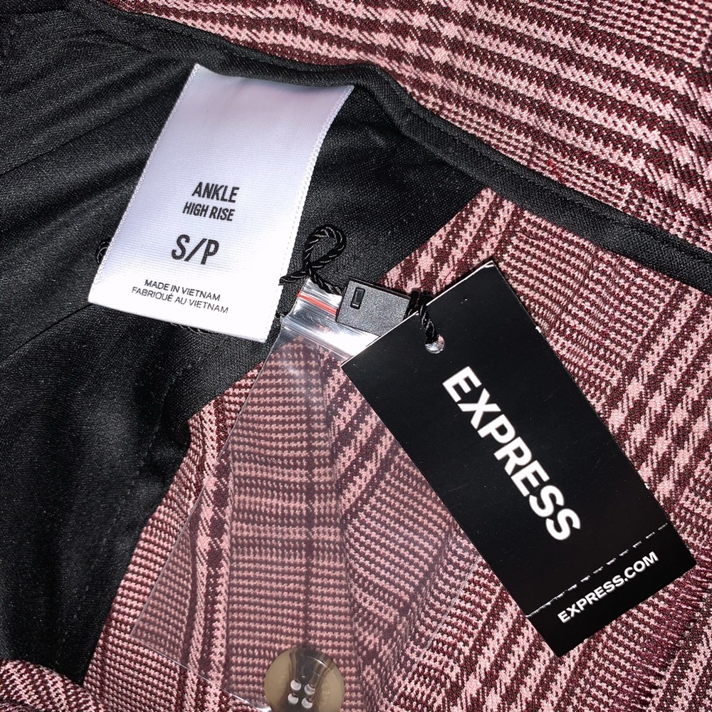 NWT {EXPRESS} High Waist Plaid Pull-On Ankle Pants - Picture 9 of 13